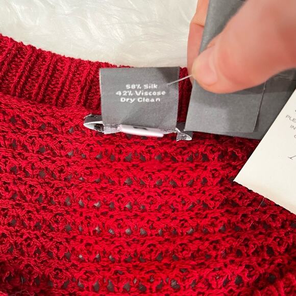 NEW Ann Taylor Silk Ribbed Open Knit Button Front Cardigan Sweater Jacket XS NWT - Picture 13 of 16